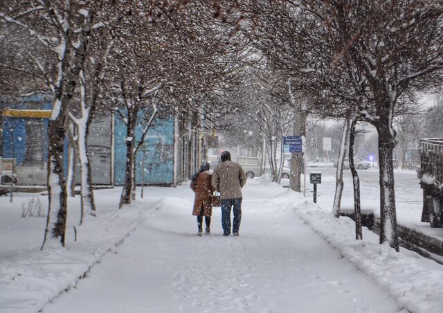 نمایی از بقعه شیخ صفی اردبیل زیبا و برفی